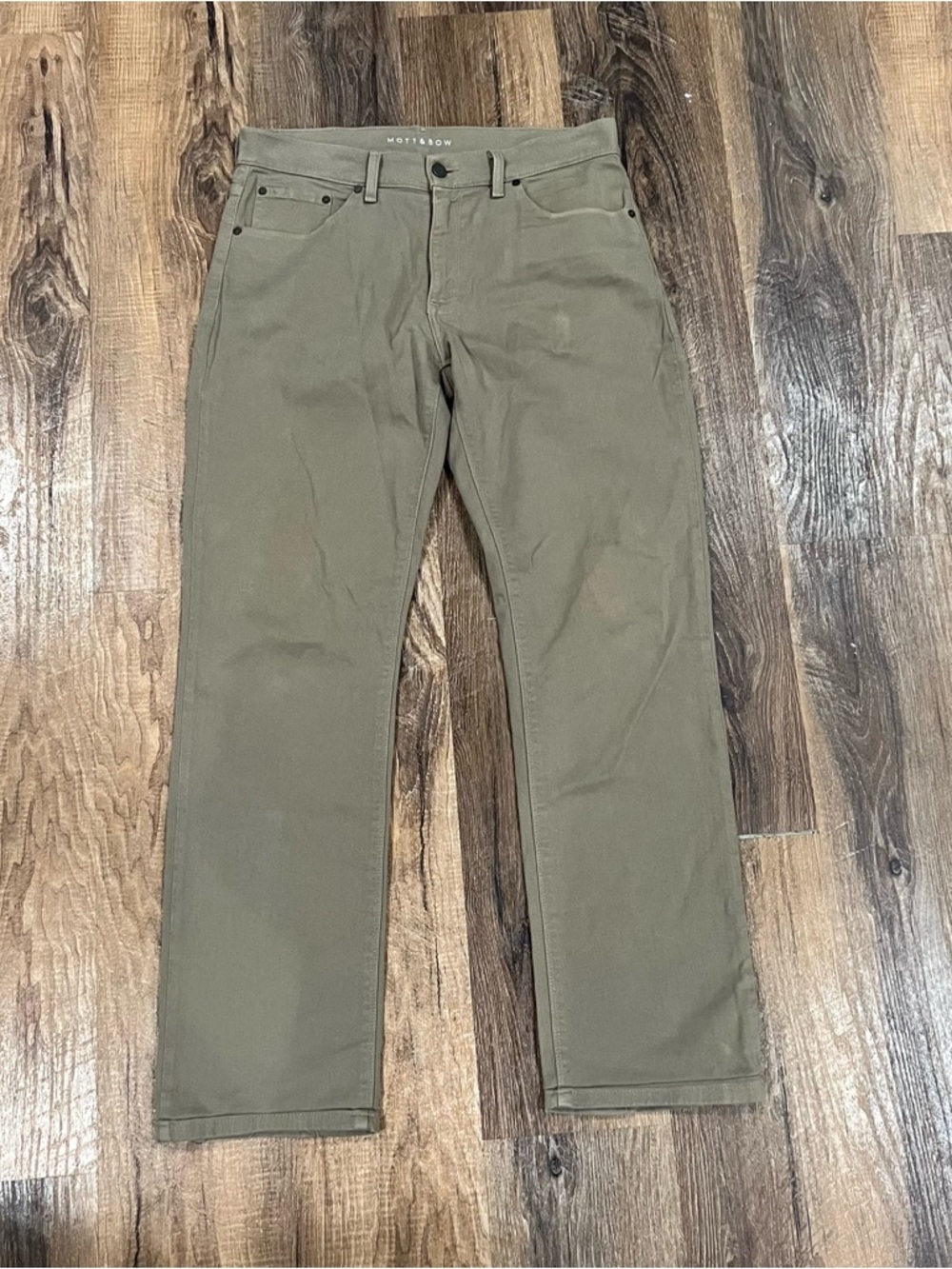 Mott & Bow Jeans Mens Size 33 X 34 Straight Mercer Light Green Denim Stretch